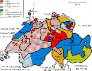 Carte de la Suisse vers 1650