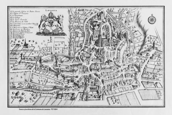 Carte Lausanne en 1674